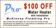 mckinney plumbers $100 off water heater installation coupon
